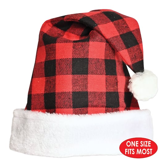 Beistle Red & Black Plaid Santa Hats, 2ct.